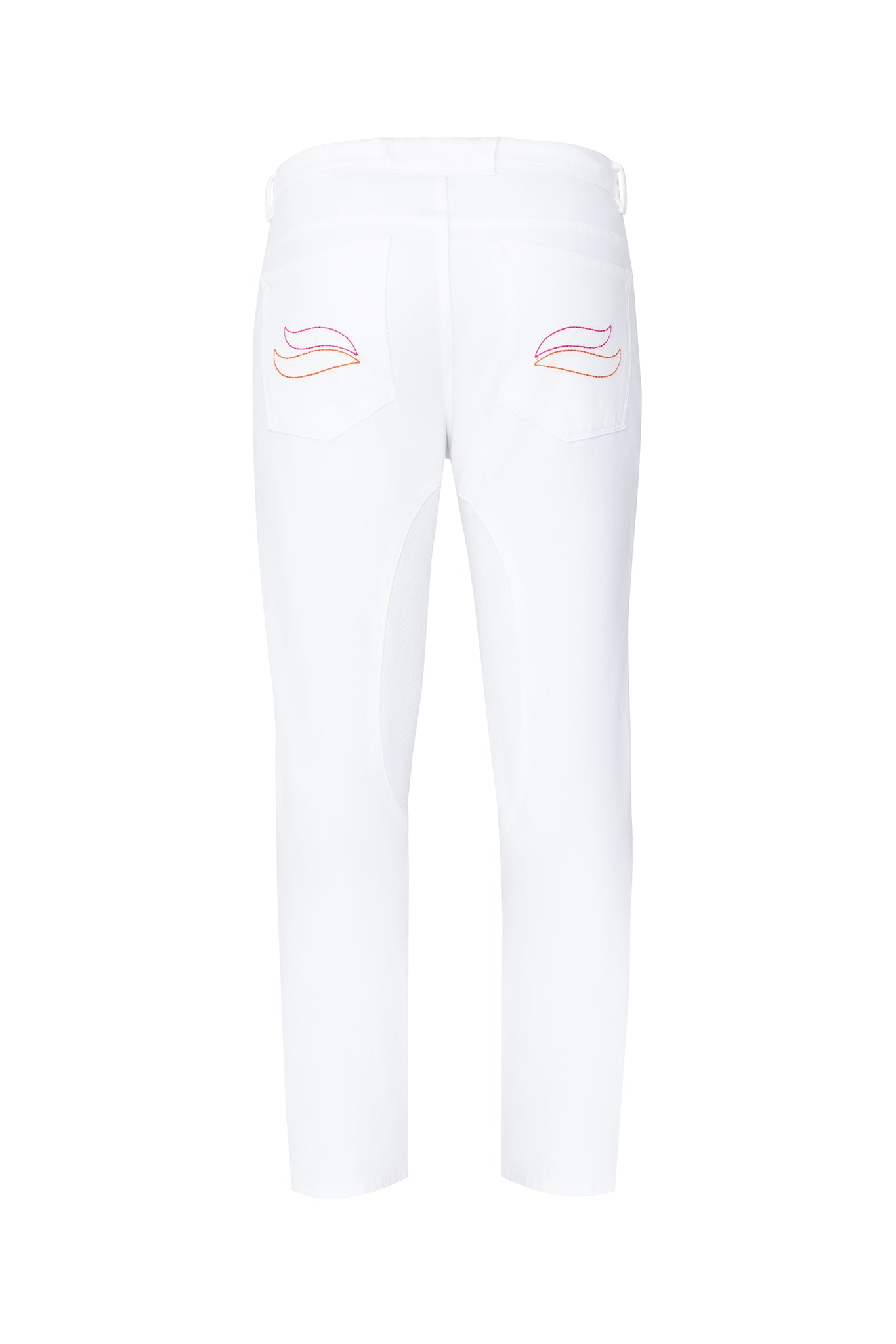 Casablanca white polo jeans - button fly and drawstring waist close-up