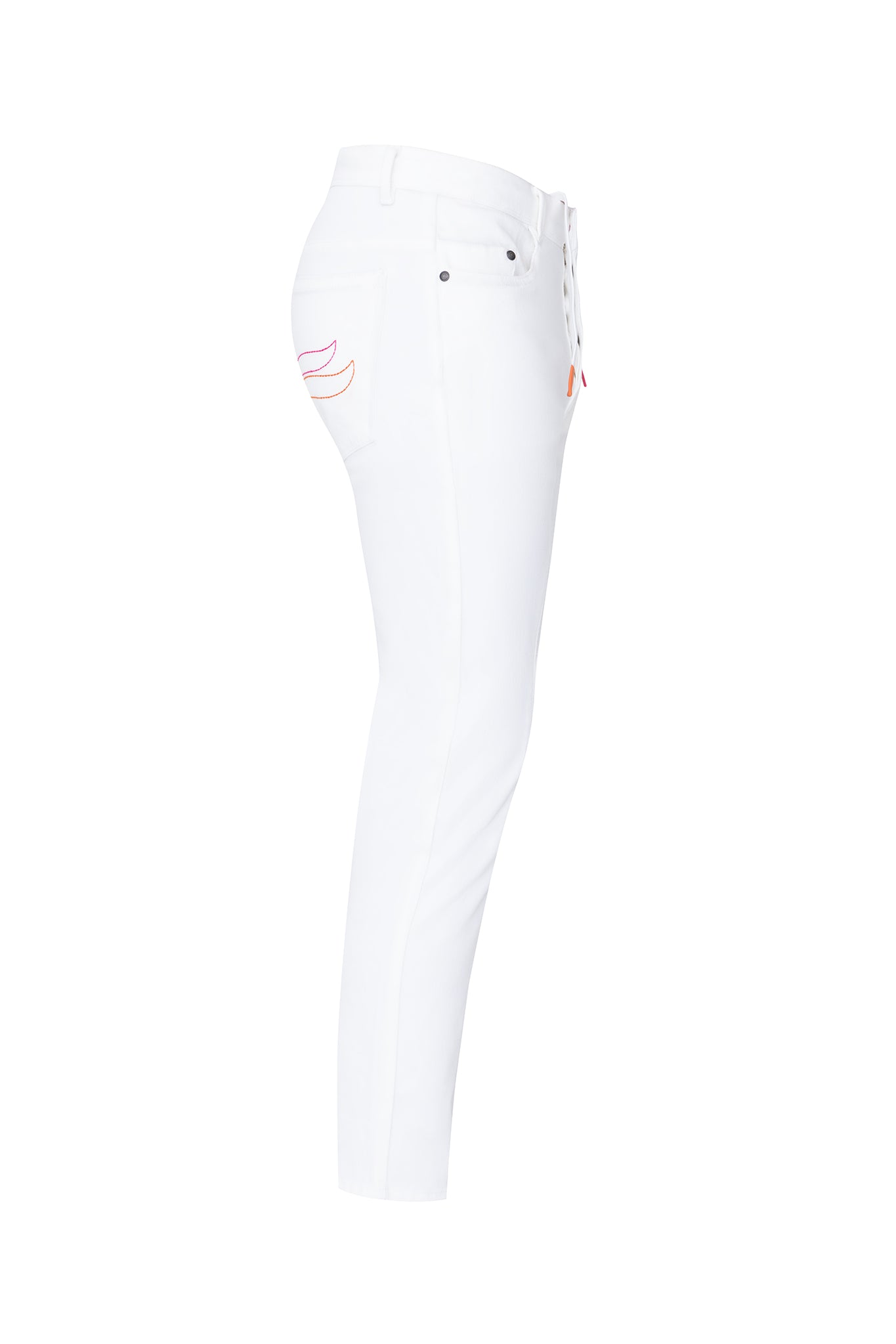 White polo jeans AWS stretch technology - side detail