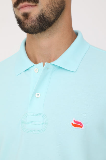 Knitted Polo Shirt Glacier Blue