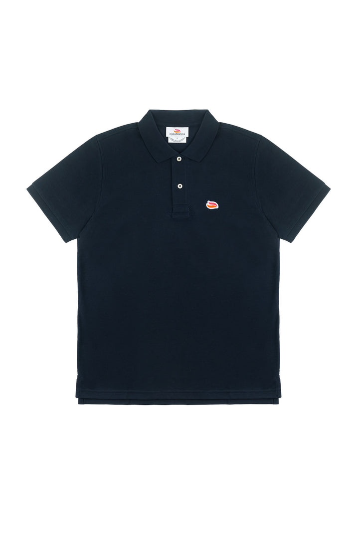 Casablanca Women's Cotton Mouliné Polo Shirt Blue