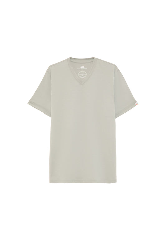 V-Neck Pima Short Sleeve T-Shirt Pewter Grey